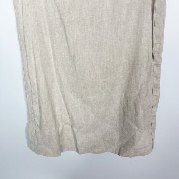Theory Size 10 Cream Didianne Tierra Wash Sleeveless Shift Dress Linen Pockets - Picture 4 of 11